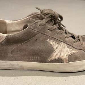 Golden Goose Taupe Suede Superstar Low-Top Sneakers